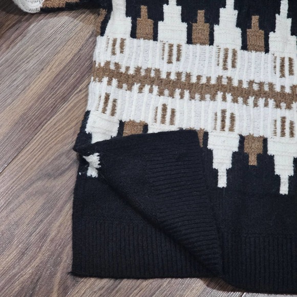 Old‎ Navy Black & Earth Tone Fair Isle Oversized V Neck Sweater Size M - Picture 4 of 7